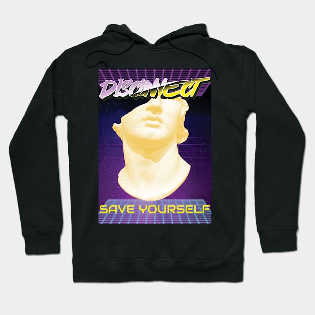 Disconnect Save Yourself Greek Bust Vaporwave Hoodie by AutomaticSoul